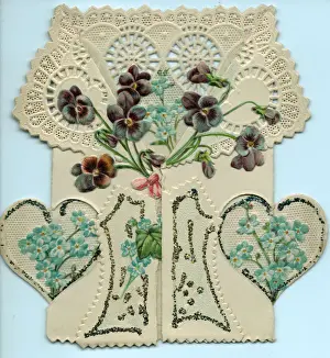 Delicate Prints: Blue and mauve flowers on an 11th birthday card