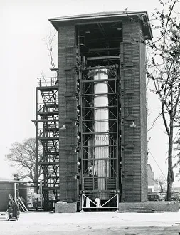 Blue Streak first stage in test tower at de Havilland?s fact Blue Streak first stage in test tower at de Havilland?s fact