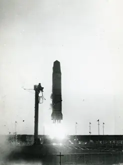 Streak Prints: Blue Streak flight vehicle F1 lifting off from Woomera