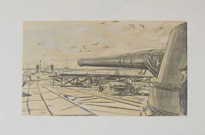 Images Dated 26th March 2018: On Board a Battleship, by Muirhead Bone, WW1