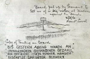 Images Dated 5th May 2009: Board put up by Germans reporting big victory at Verdun