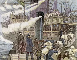 Boat carrying goods in the port of London