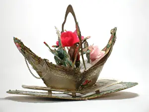 Congratulations Prints: Boat with flowers on a German greetings card