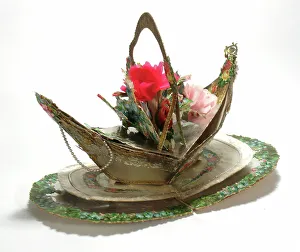 Images Dated 4th May 2018: Boat with flowers on a German greetings card