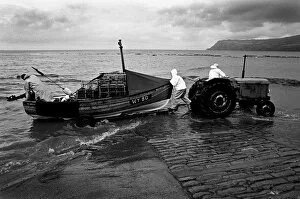 Cobblestones Collection: Boat launch Robin Hoods Bay