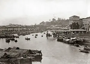 Singapore Prints: Boat Quay, Singapore, circa 1890
