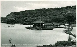 Boathouse Prints: Boathouse & Lake, Peasholm Park, Scarborough, Yorkshire