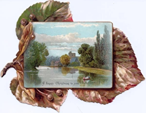 Images Dated 5th October 2017: Boating scene on a reversible Christmas card