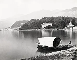 Boatman Prints: Boatman and boat, Italian Lakes, Italy