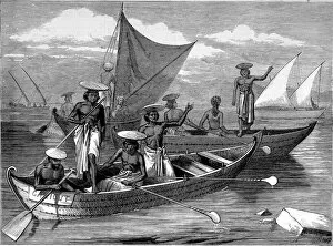 Malabar Collection: Boatmen on the Malabar Coast, India, 1877