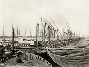 Shipwreck Prints: Boats along the banks of the River Nile, Egypt