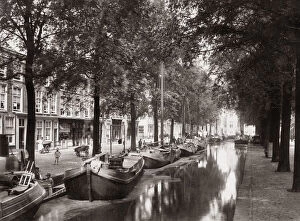 Boats on a canal, Delft, Netherlands, c.1890