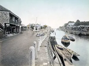 New Images May Prints: Boats in the creek, Yokohama, Japan, circa 1880s. Date: circa 1880s