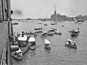 Boats entering a harbour, India