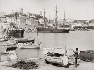 Boats in the harbour, Cannes, France, c. 1890 s
