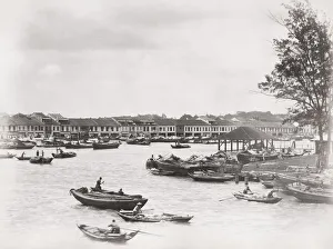 Boats in the harbour, likely Singapore