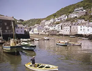 Boats in the harbour at Polperro, Cornwall
