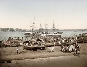 Boats on the Hooghly River, Calcutta, Kolkata, India