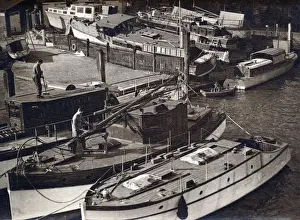Teddington Prints: Boats moored at Toughs Yard, Teddington