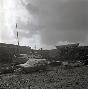 Inlet Prints: Boats at rest on a Cornish beach