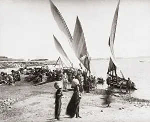 Boats on the river Nile, Egypt, c. 1890 s