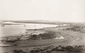 Boats tied up on the water, Cossack, Western Australia
