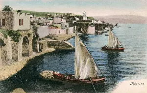 Images Dated 29th July 2016: Boats on the water at Tiberias, Sea of Galilee, Israel