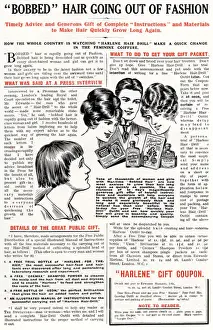 Bobbed hair going out of fashion, 1919 Harlene advert