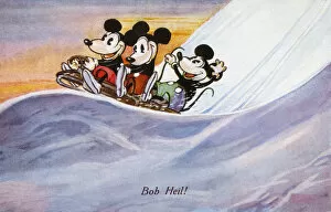 Bobsleighing! - three cartoon mice hit the slopes