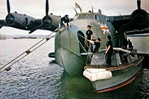 Berthed Collection: Boeing 314A (forward view) close up being berthed