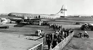 Stratocruiser Collection: Boeing 377 Stratocruiser of Pan Am at Los Angeles, 1949