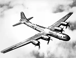 Boeing B-29 (forward view) aloft from above of 4224612