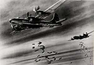 Boeing B-29s dropping incendiary bombs on Japan