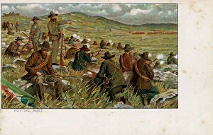 Rifles Collection: Boer soldiers firing, Second Boer War, South Africa