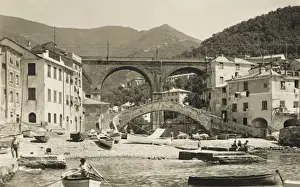 Foot Bridge Prints: Bogliasco, Italy - Two Bridges