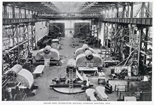 Cranes Collection: The Boiler shop (Water-tube boilers) at the Germania Shipyard, Kiel. Date: 1902
