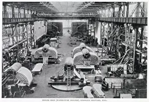 Shipyard Prints: The Boiler shop (Water-tube boilers) at the Germania Shipyard, Kiel. Date: 1902