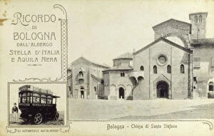 Images Dated 27th April 2011: Bologna, Italy - Chiese di Santo Stefano & Tour Bus