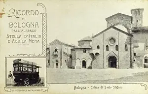 Tourist Prints: Bologna, Italy - Chiese di Santo Stefano & Tour Bus