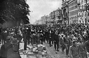 Activists Gallery: Bolshevik parade in a street during Revolution, Russia