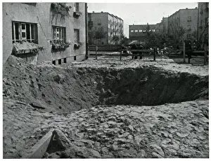 Craters Prints: Bomb crater in Warsaw street, September 1939