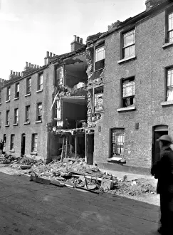 Rubble Prints: Bomb damage to a building in Ernest Street, London, WW2