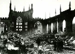 Crenellated Collection: Bomb damage, Coventry Cathedral, WW2