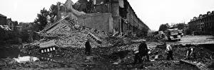 Basement Prints: Bomb damage and crater, Petherton Road, London, WW2