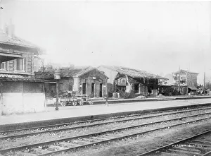 Bomb damage at Hirson railway station