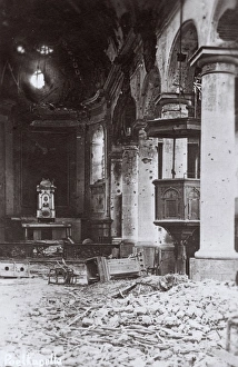 WW1 1915 german photo interior of church Poelkapelle Belgium