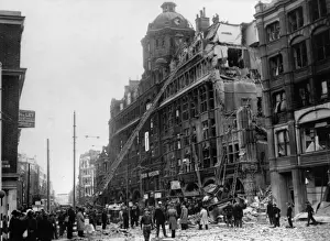 Bomb damage at the Leysian Mission building during WW2