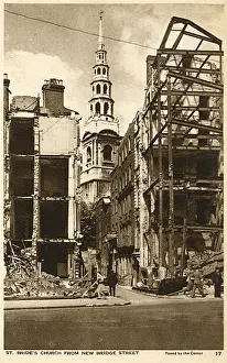 Bomb Damage, London - Shell of St. Nicholas Cole Abbey