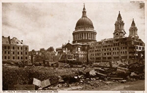 Images Dated 3rd August 2018: Bomb damage, London, St Pauls Cathedral from Paternoster Row