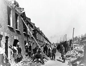 Terraced Collection: Bomb damage in Sidney Street, East London, WW2